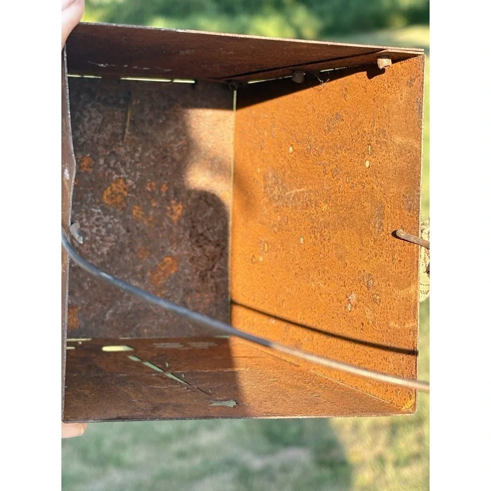 Metal Rust Patina Candle Luminara Christmas Tree Country Farmhouse Decor